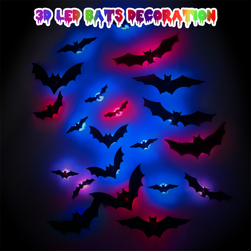 Cosplay Bat Prop - Autocollants muraux chauve-souris lumineux LED 3D